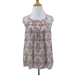 Panhandle Tribal Tank Top Womens S Small Sleeveless Keyhole Back Lined Loose Fit